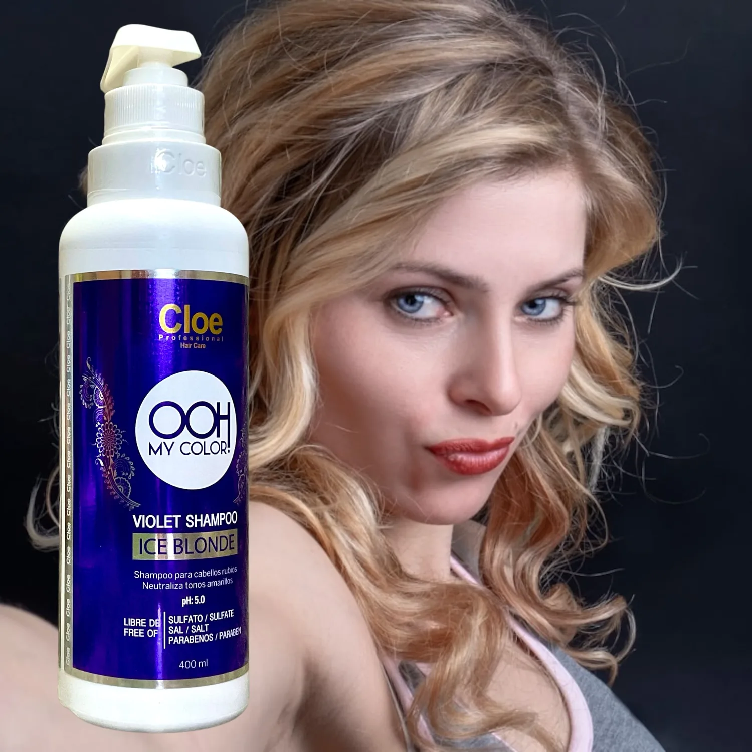 Shampoo Violet Ice Blonde Para Cabellos Rubios Cloe - 400 ml - Imagen 2