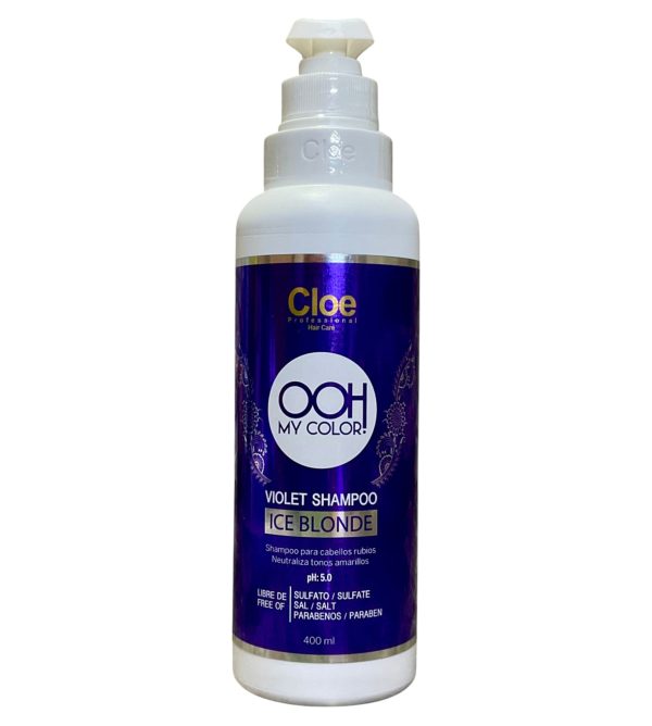 Shampoo Violet Ice Blonde Para Cabellos Rubios Cloe - 400 ml