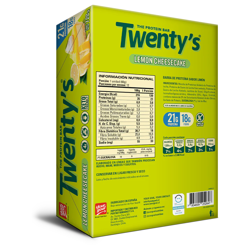Barritas De Proteína Twenty's Lemon Cheesecake 12 Unidades - Imagen 8