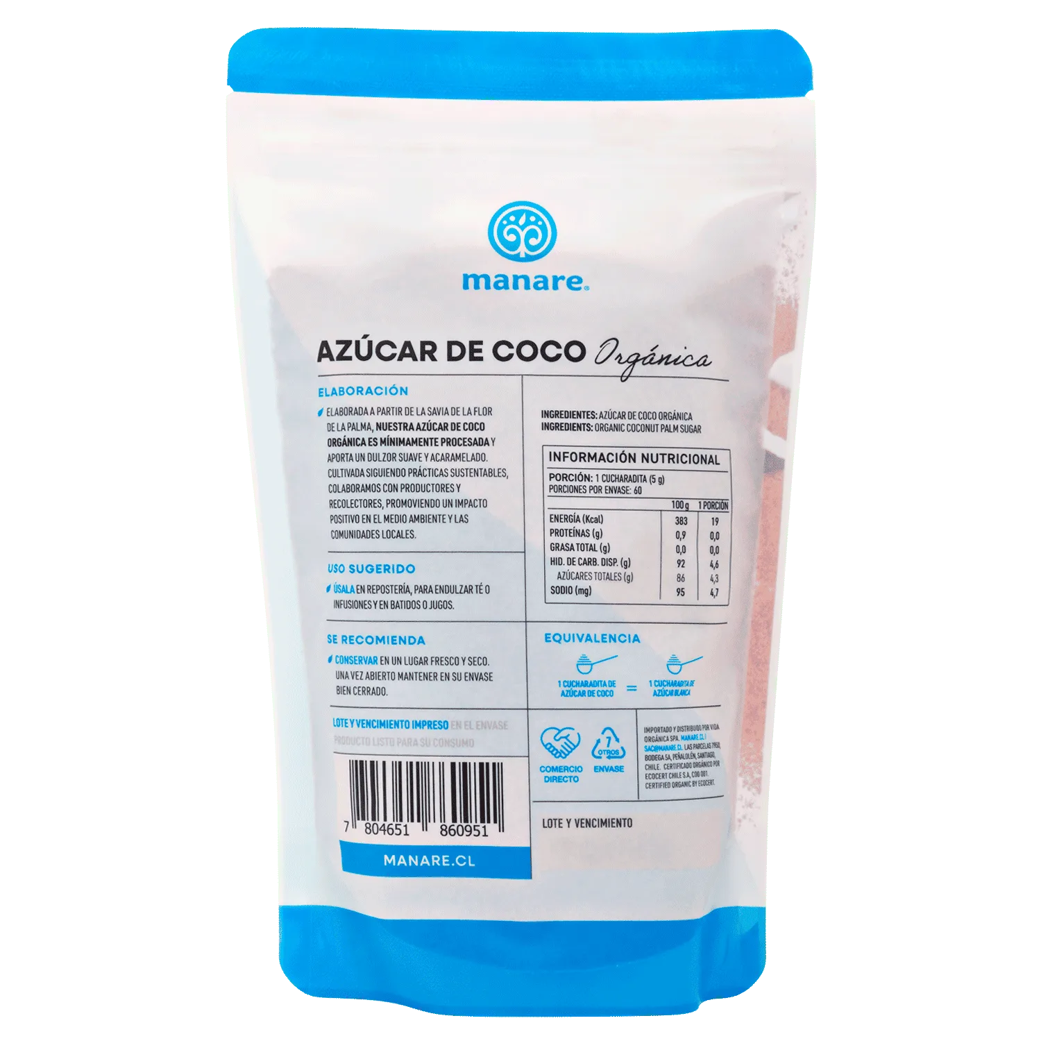Azúcar De Coco Orgánica 300g - Endulzante Natural - Manare - Imagen 2