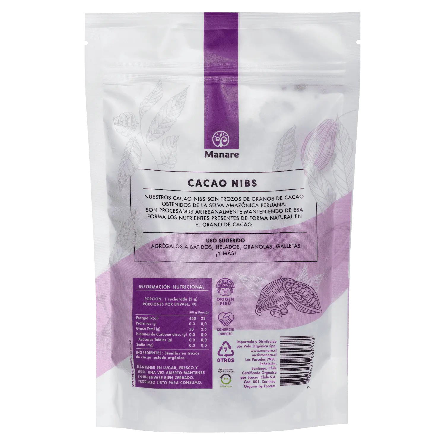 Cacao Nibs Orgánico 200g - Manare - Imagen 2
