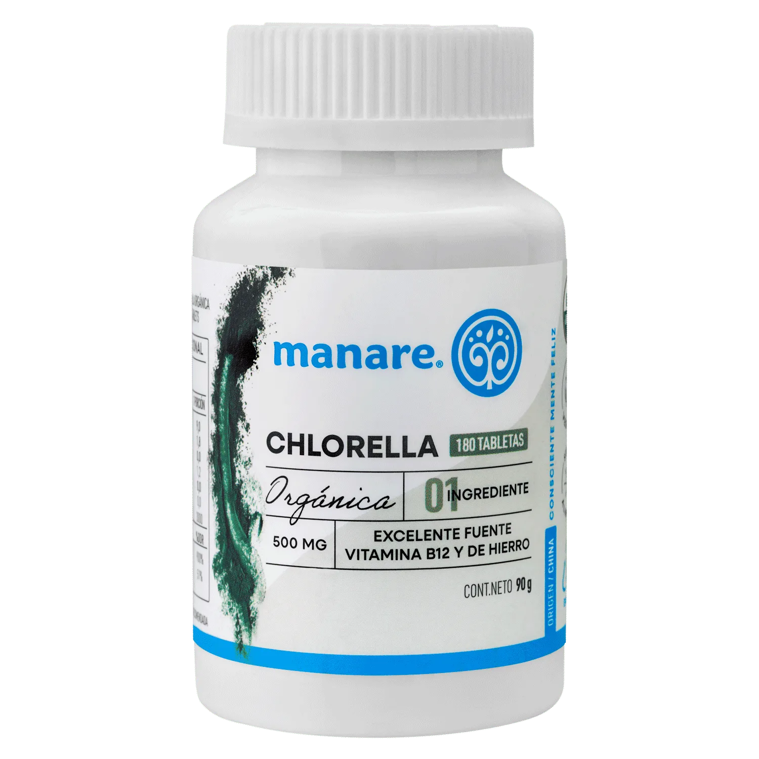 Chlorella Orgánica 180 Tabletas 90g - Manare