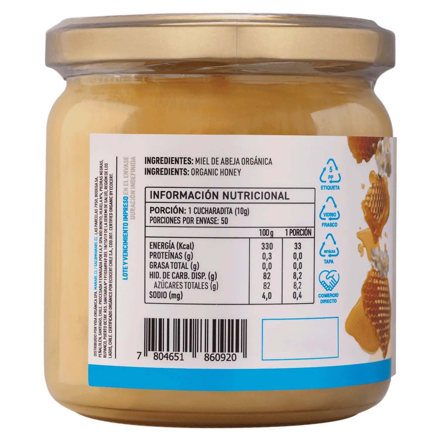 Miel De Bosque Nativo 500g 100% Natural de abejas - Manare - Imagen 2