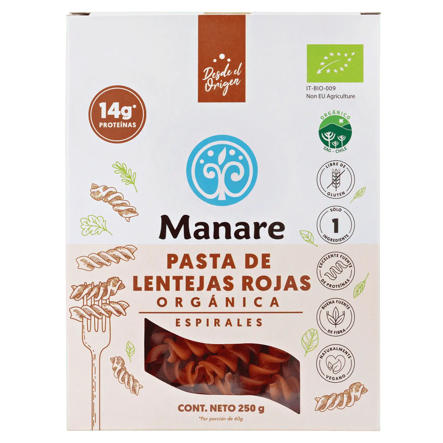 Espirales De Lentejas Rojas 250g - Manare