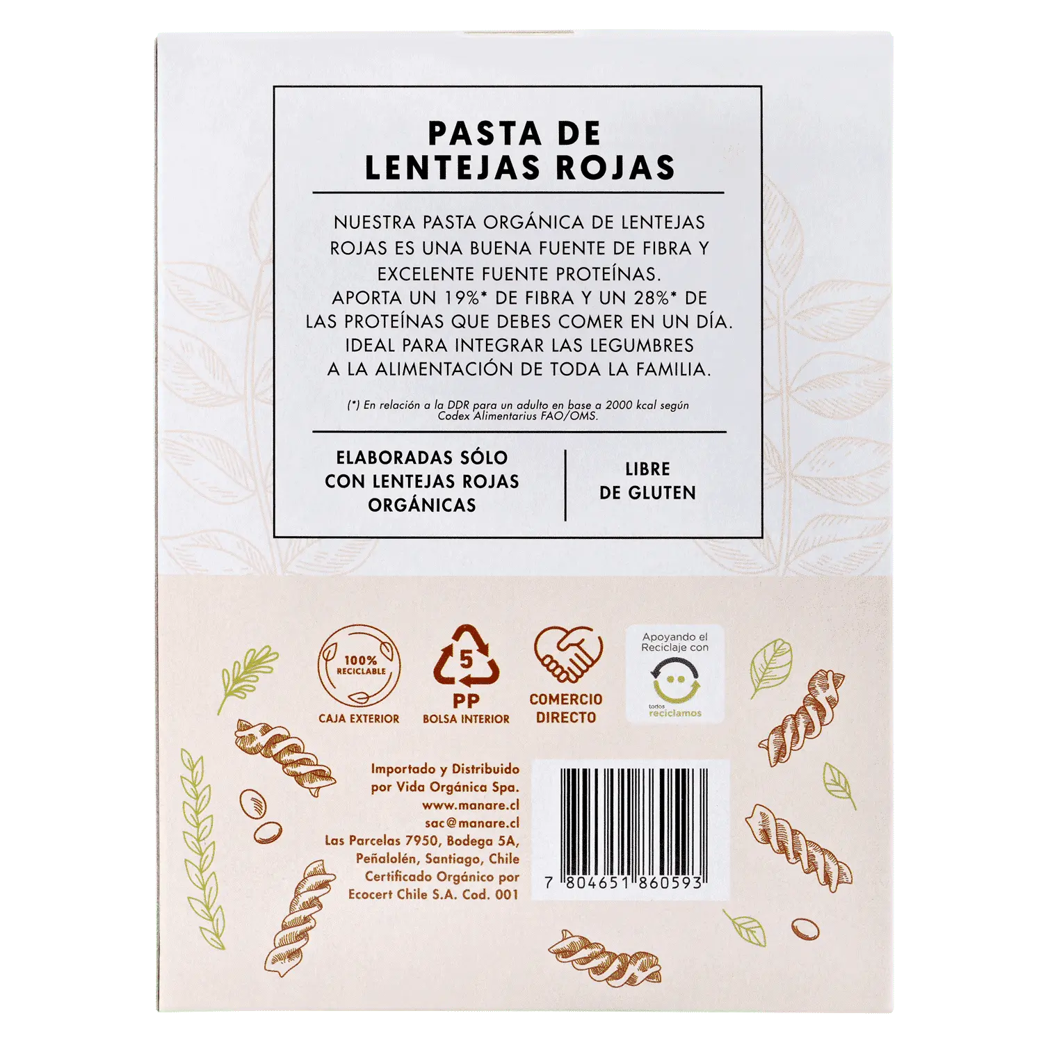 Espirales De Lentejas Rojas 250g - Manare - Imagen 2