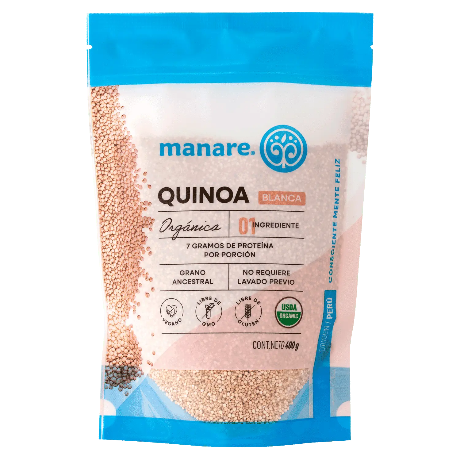 Quinoa Blanca Orgánica 400g - Manare