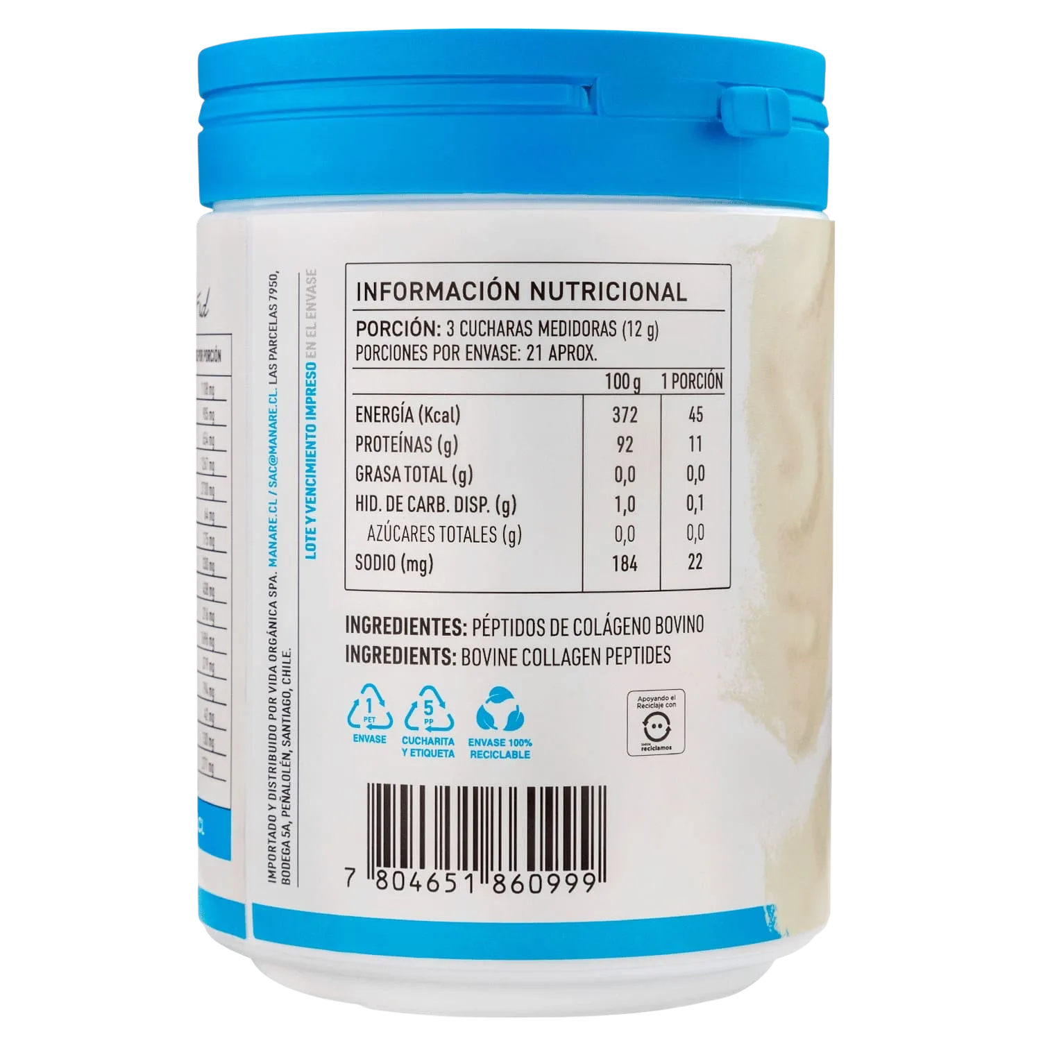 Péptidos De Colágeno Hidrolizado 250g - Manare - Imagen 2