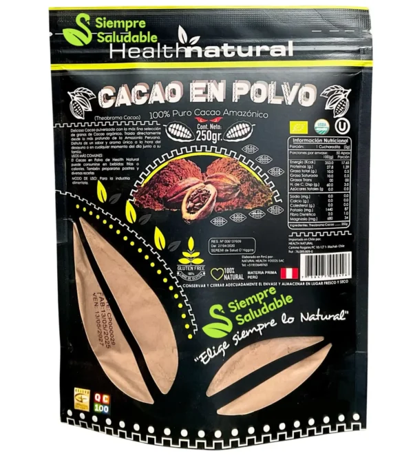 Cacao en polvo orgánico Health Natural