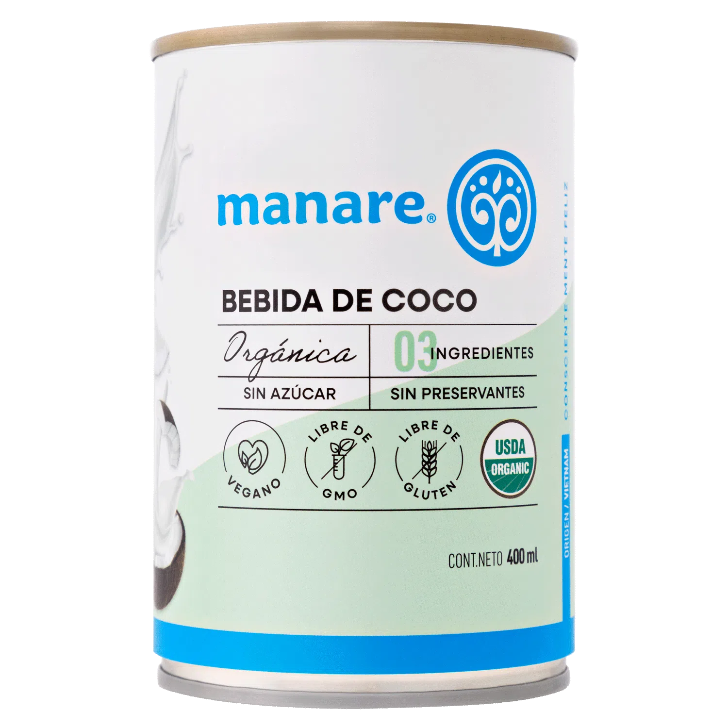 Leche De Coco Orgánica 400ml Manare