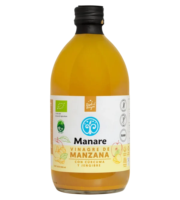 Vinagre De Sidra De Manzana Cúrcuma Y Jengibre 500ml Manare