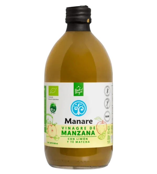Vinagre De Sidra De Manzana Con Matcha Y Limón 500ml Manare