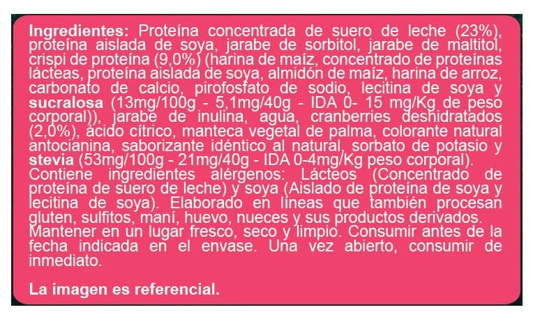 Barritas de Proteína Cranberries Sin Azúcar - En Línea - Imagen 3