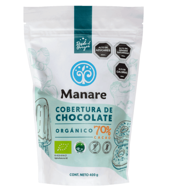 Cobertura De Chocolate 70% Cacao Orgánico 400g - Manare