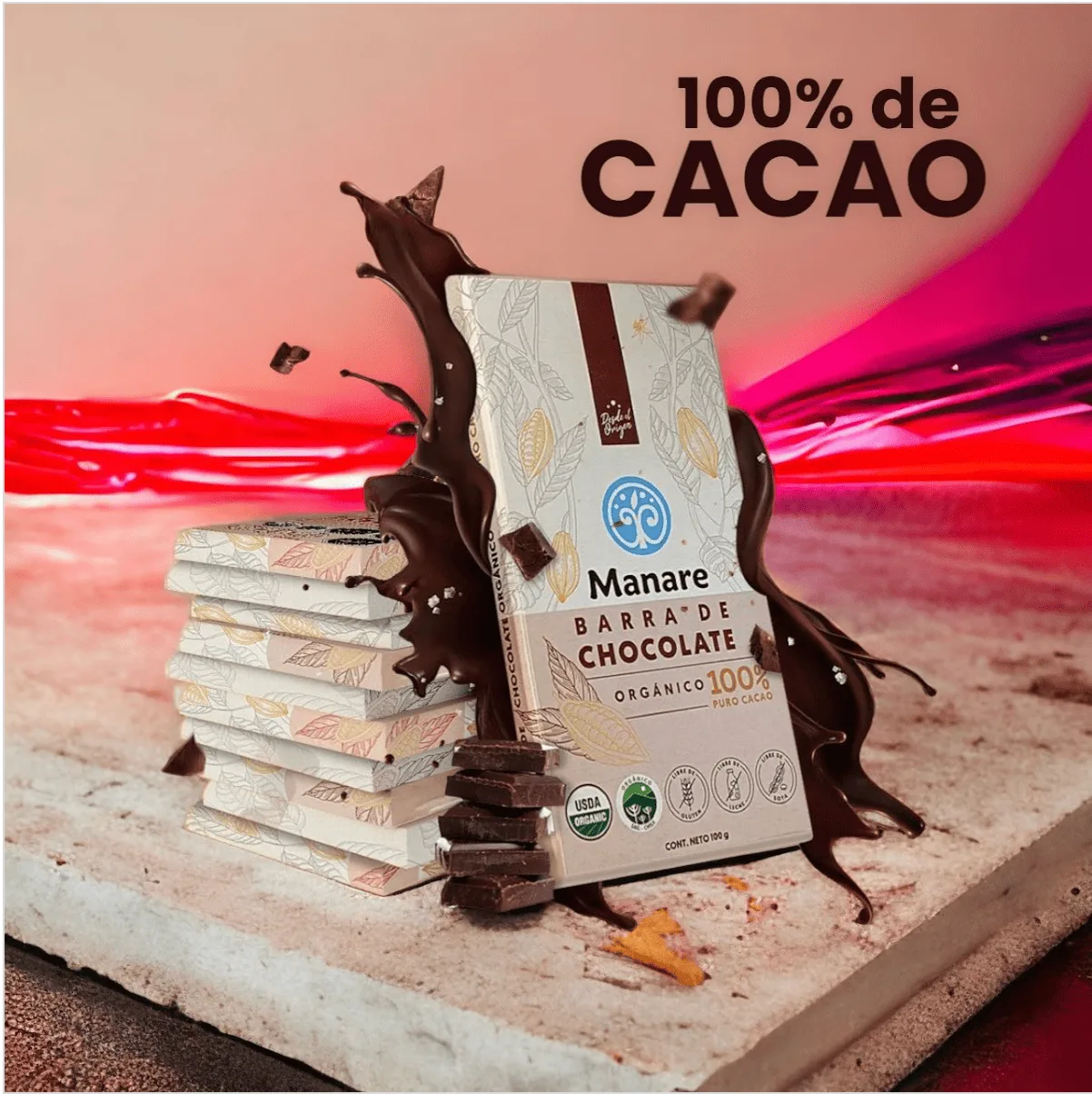 Chocolate 100% Cacao Orgánico 100g Sin Azúcar - Manare - Imagen 2