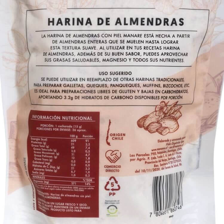 Harina De Almendras Con Piel 400g - Manare - Imagen 2