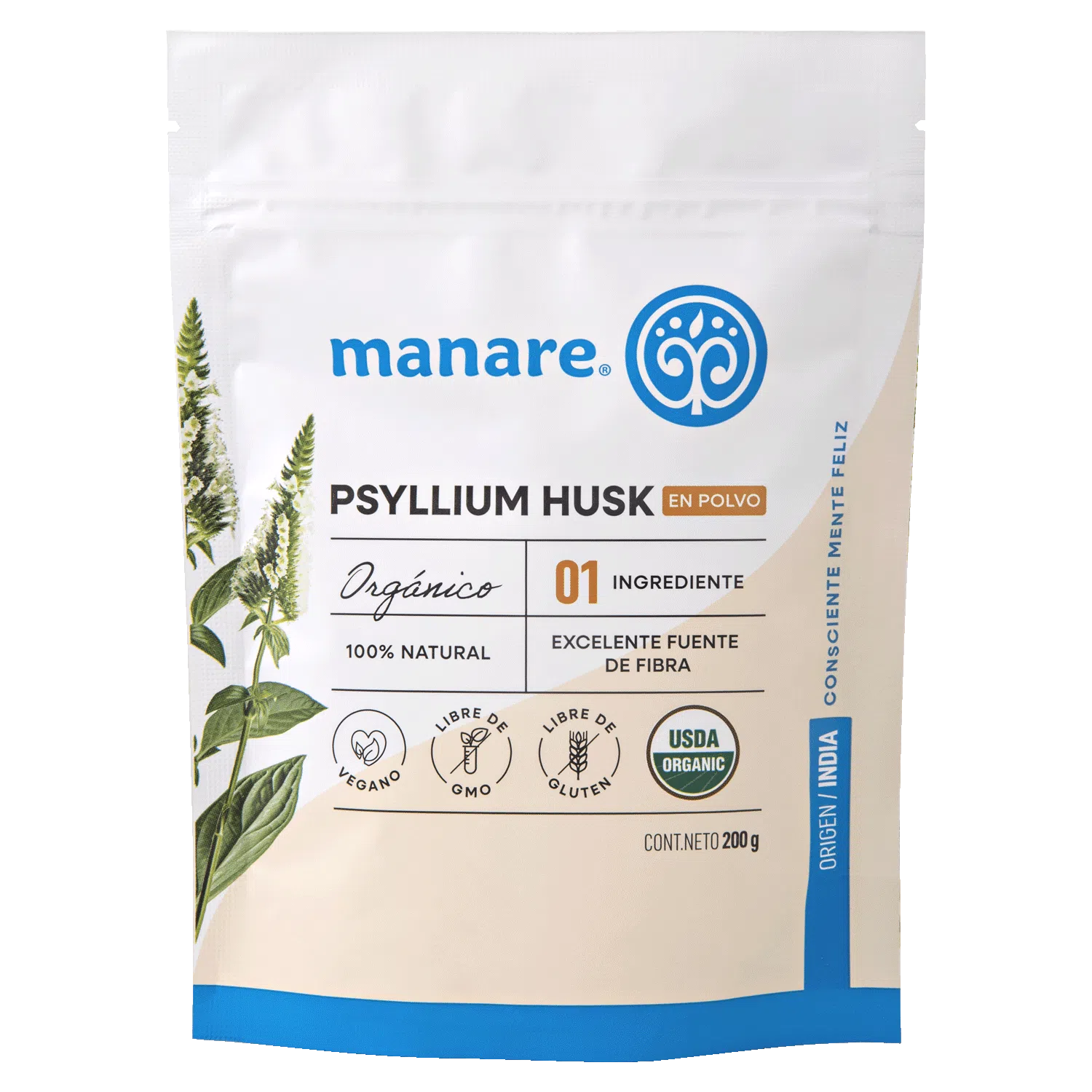 Psyllium Husk Natural En Polvo 200g - Manare