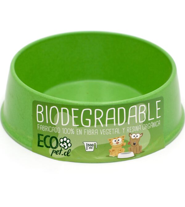 Plato para mascota biodegradable y ecológico 500ml color verde
