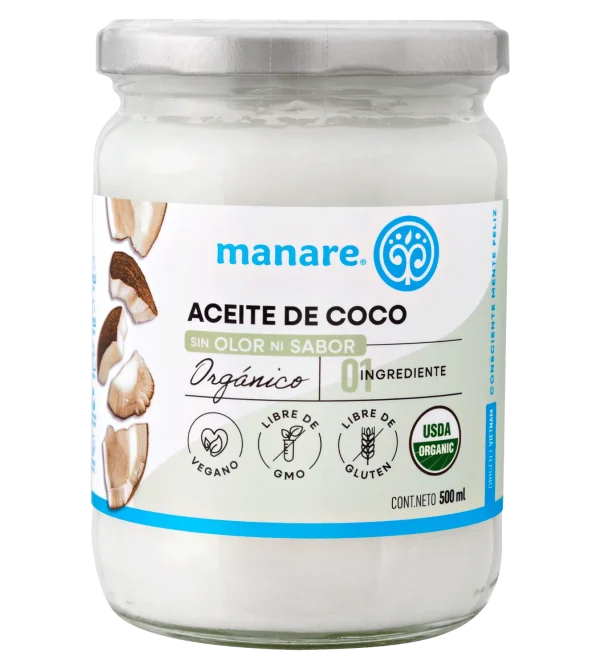 Aceite De Coco Sin Olor Ni Sabor Orgánico - 500ml - Manare