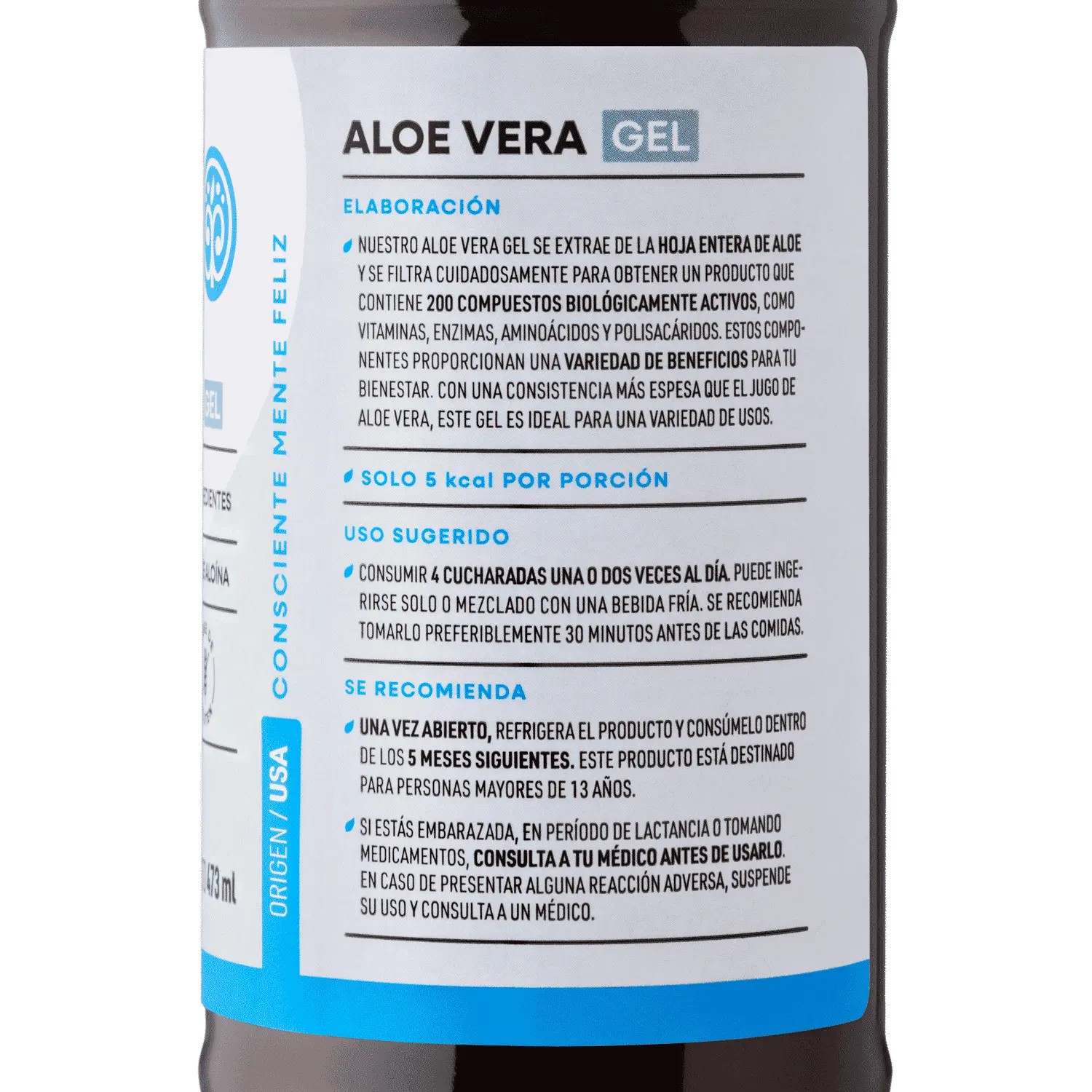 Aloe Vera Gel 473ml - Uso Alimenticio Y Cosmético - Manare - Imagen 3