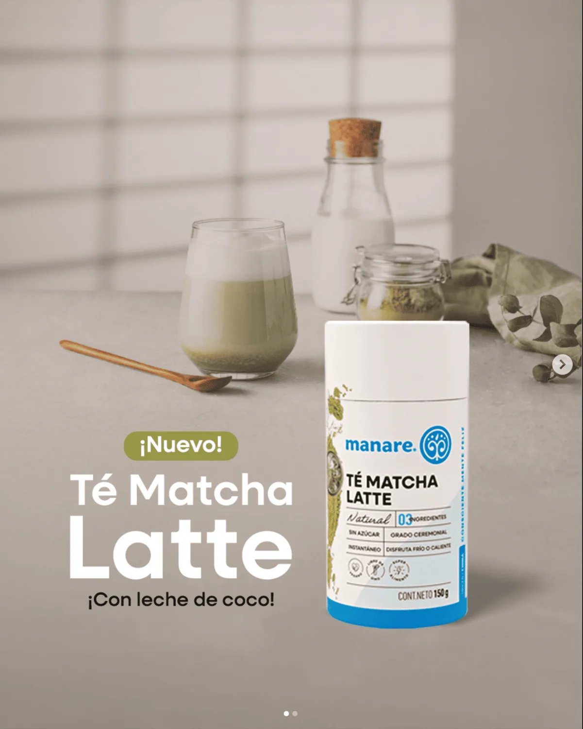 Té Matcha Latte Con Leche De Coco 150g - Manare - Imagen 5
