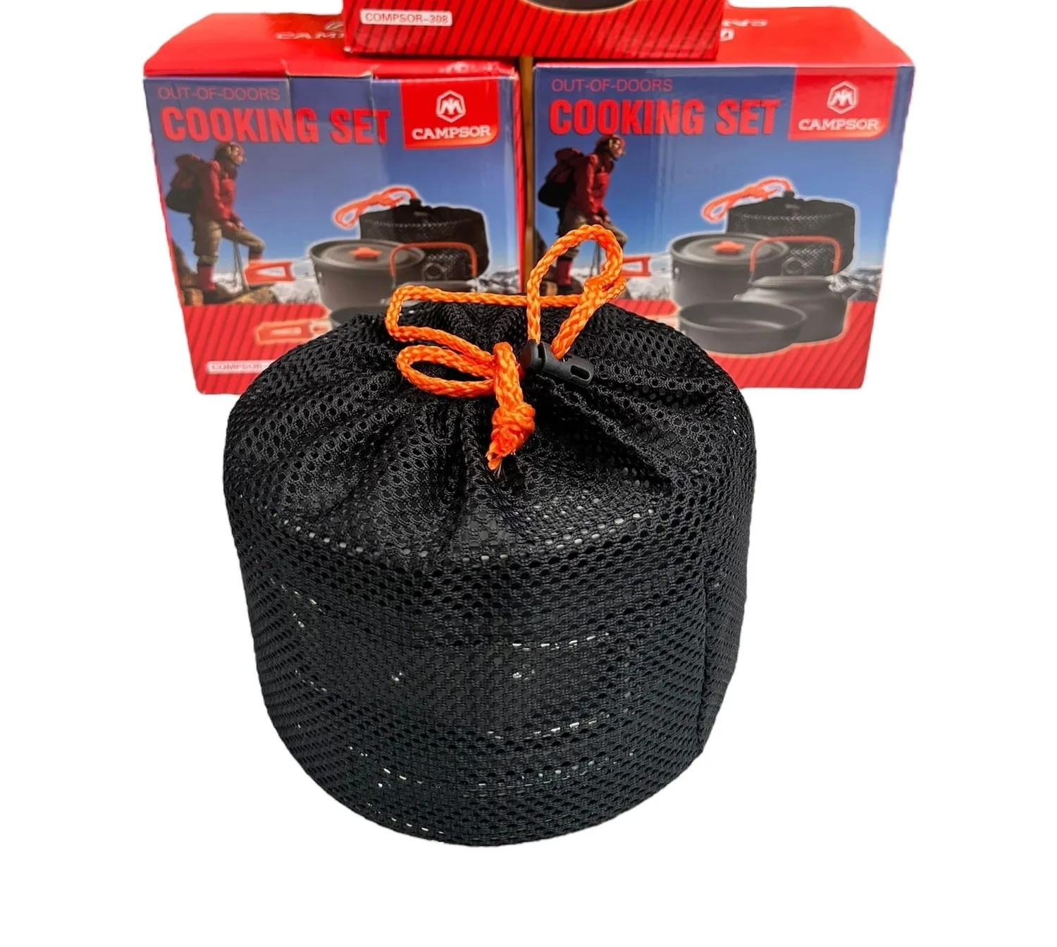 Set de ollas con tetera para camping