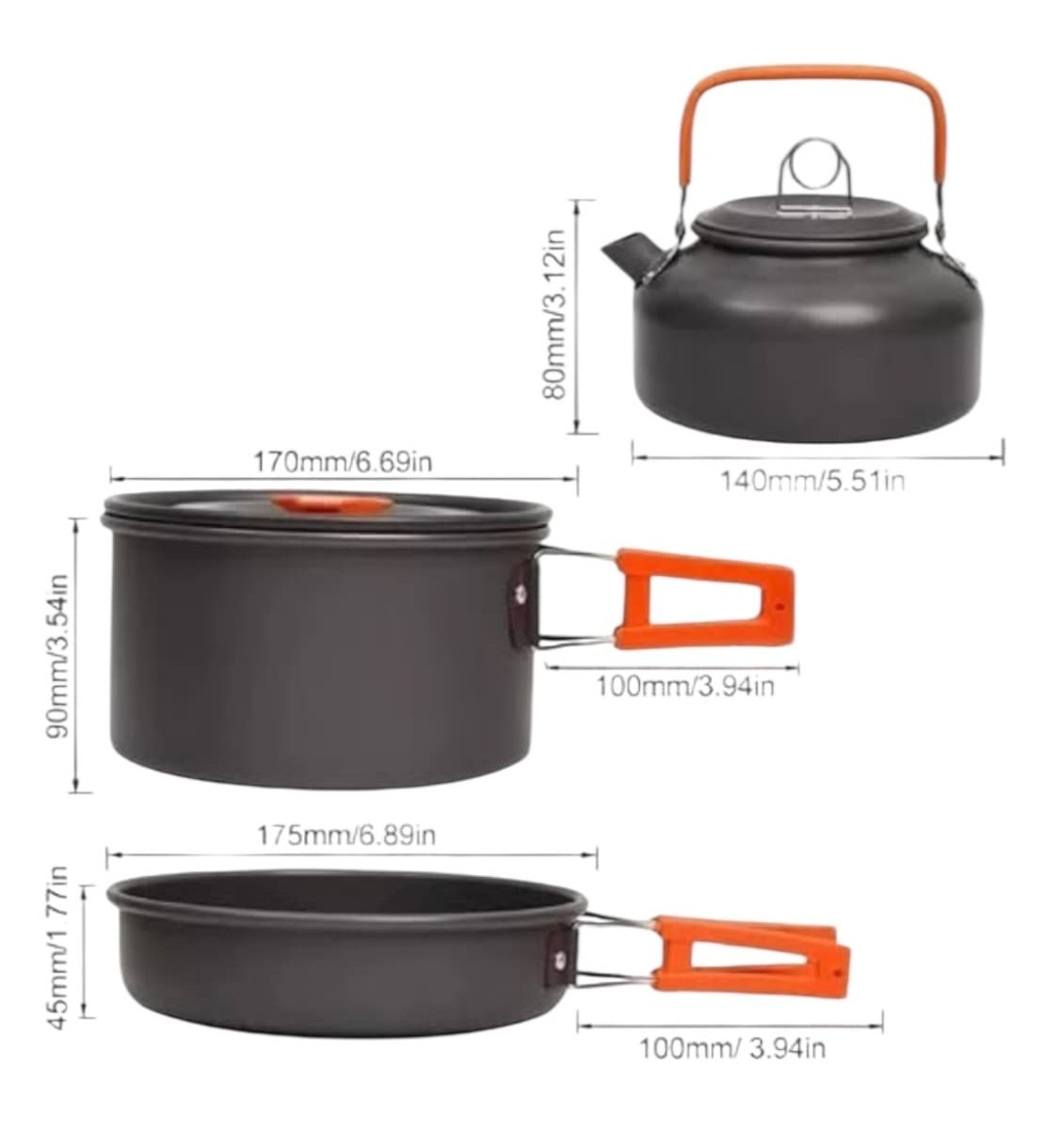 Set de ollas con tetera para camping