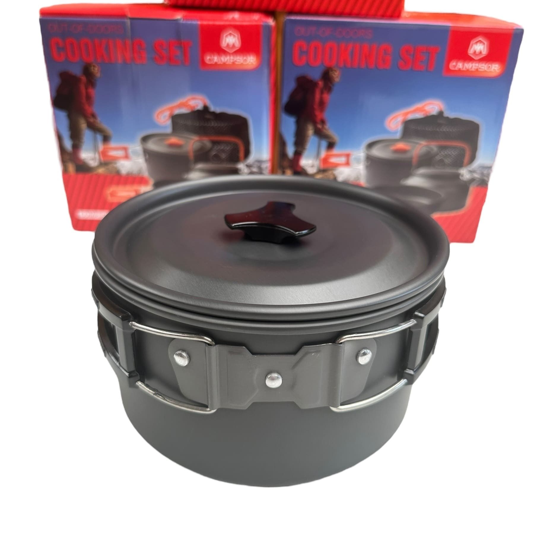 Set de ollas con tetera para camping