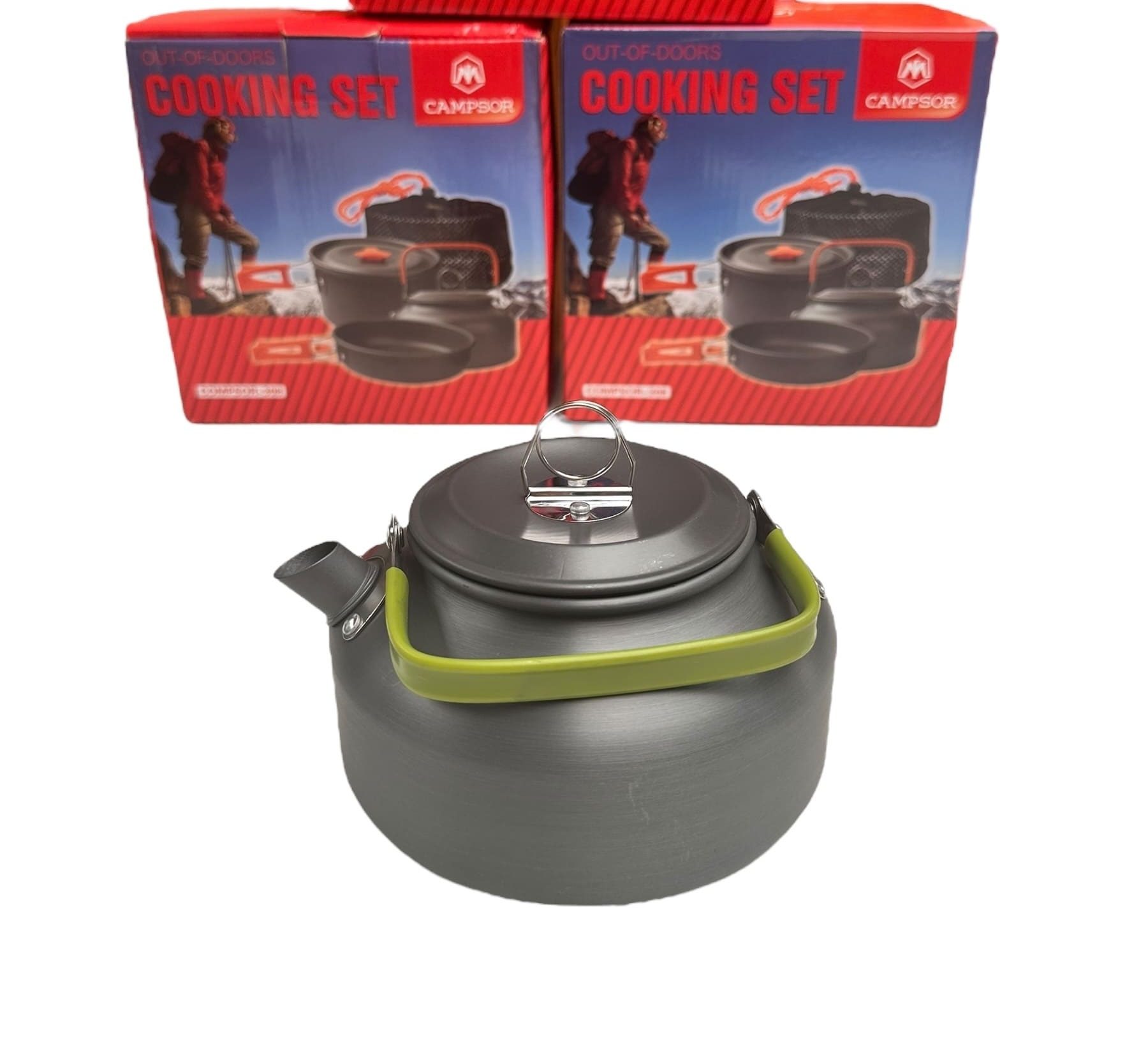 Set de ollas con tetera para camping