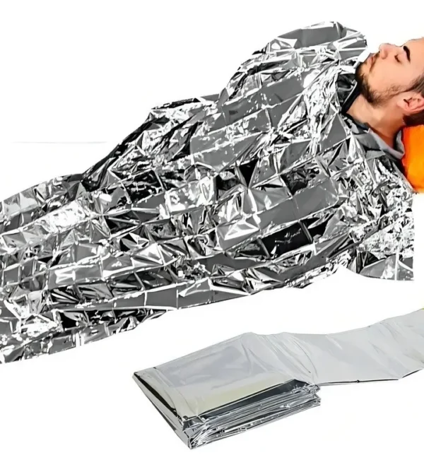 Saco de dormir de emergencia de aluminio ultraligero y compacto