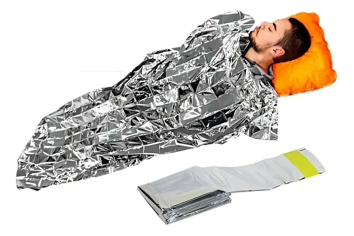 Saco de dormir de emergencia de aluminio ultraligero y compacto