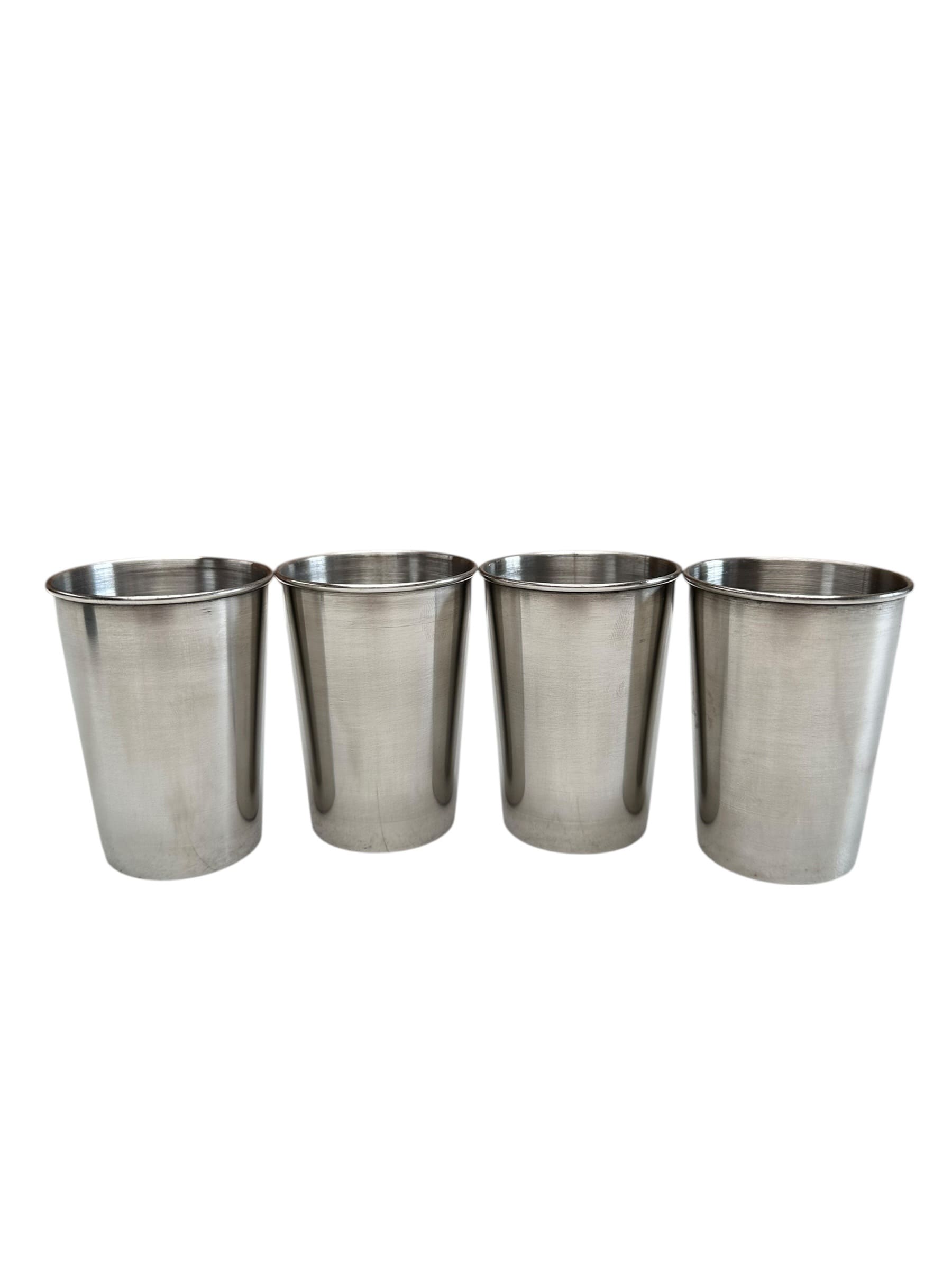 Set De 4 Vasos De Acero Inoxidable 180ml Para Camping