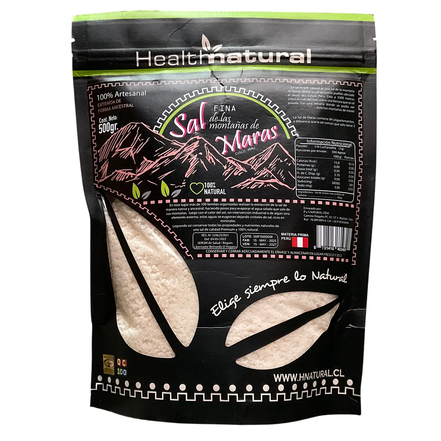 Sal de las montañas de Maras Health Natural 500g