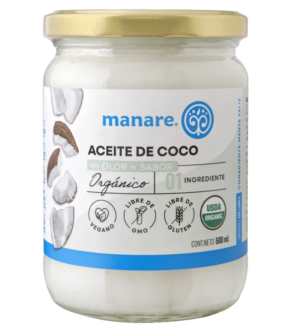 Aceite De Coco Orgánico Prensado En Frío - 500ml - Manare