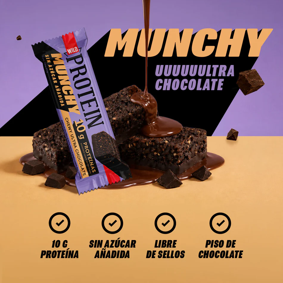 Barritas De Proteína 10g Munchy Ultra Chocolate Wild Foods - Imagen 3