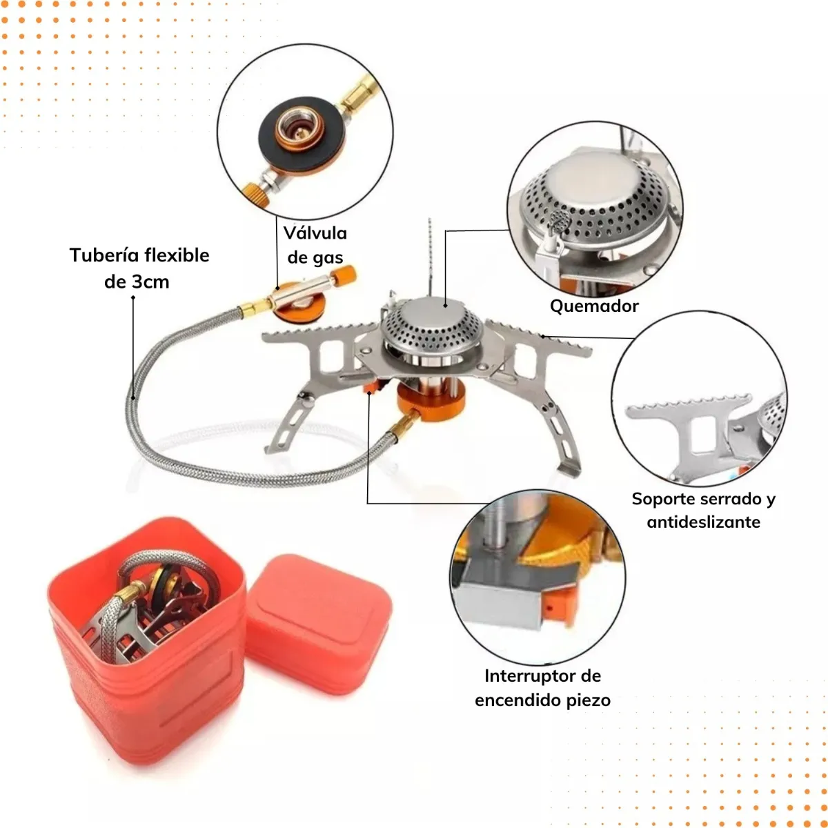 Cocinilla Portátil Para Trekking Y Camping 3500w Con Caja
