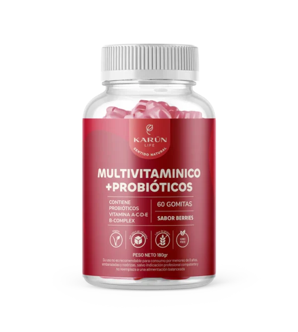 Multivitamínico + Probióticos Karun Life Vit A,C,D,E y B Complex 60 Gomitas