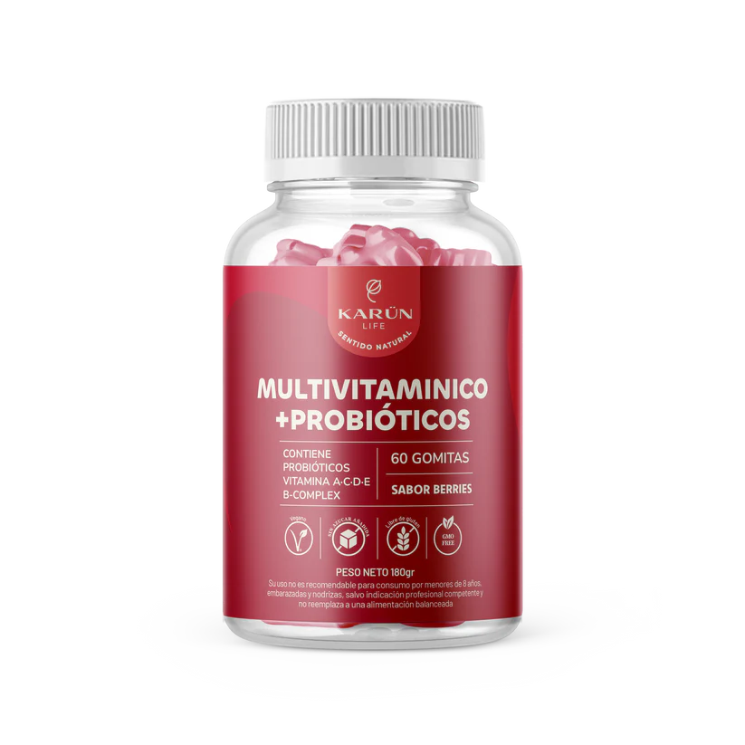 Multivitamínico + Probióticos Karun Life Vit A,C,D,E y B Complex 60 Gomitas