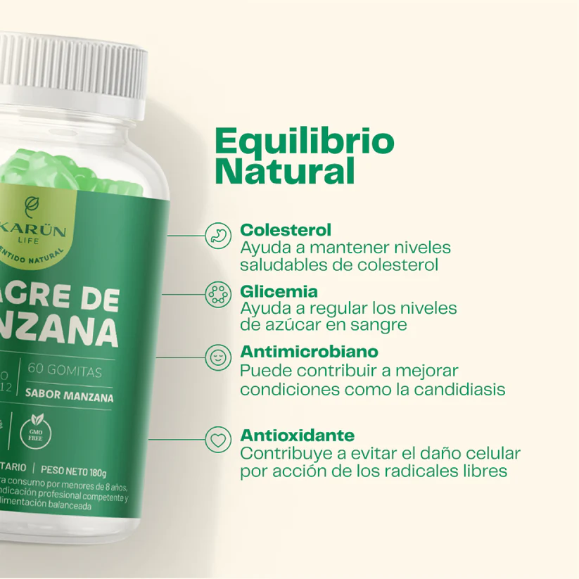 Detox Vinagre de Manzana + Vitaminas B6 y B12 Gomitas Karun Life
