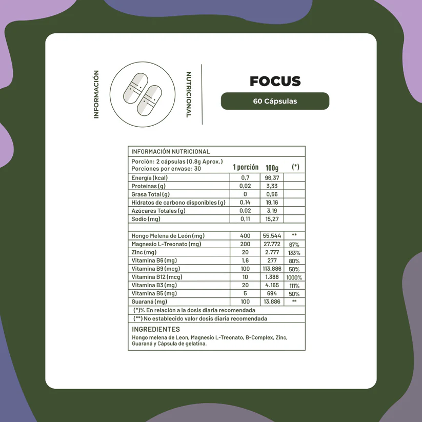Focus Melena de León + Vitaminas y Minerales 60 Cápsulas