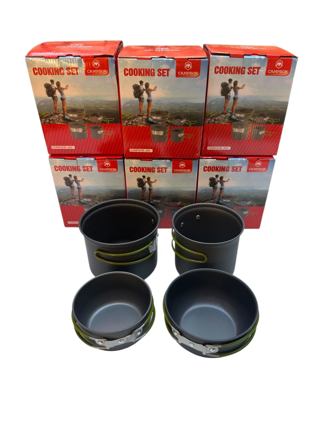 Set de Ollas Camping Multifuncional 4 en 1