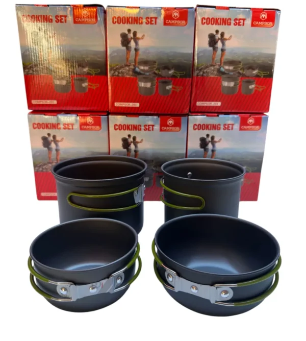 Set de Ollas Camping Multifuncional 4 en 1