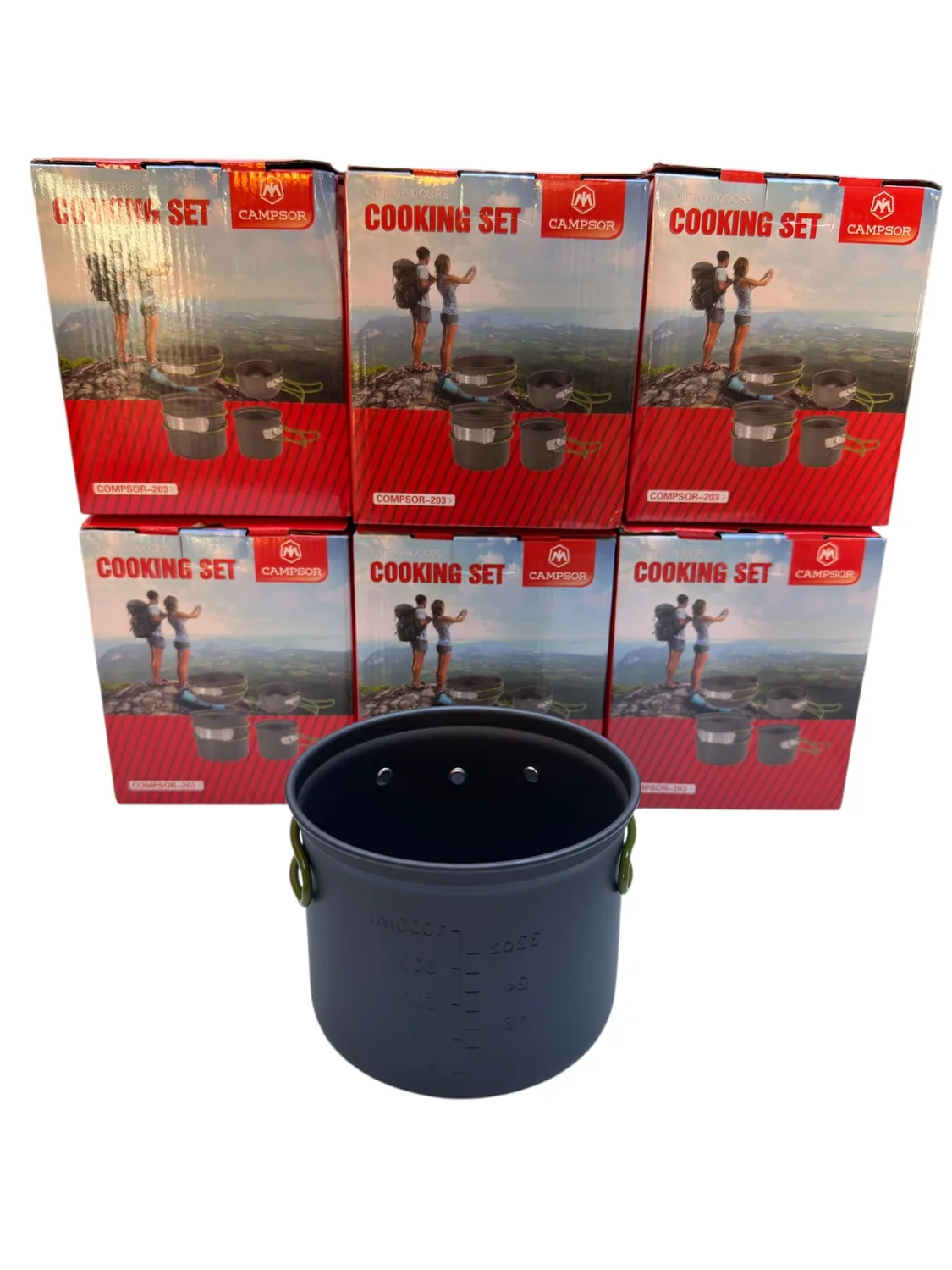 Set de Ollas Camping Multifuncional 4 en 1