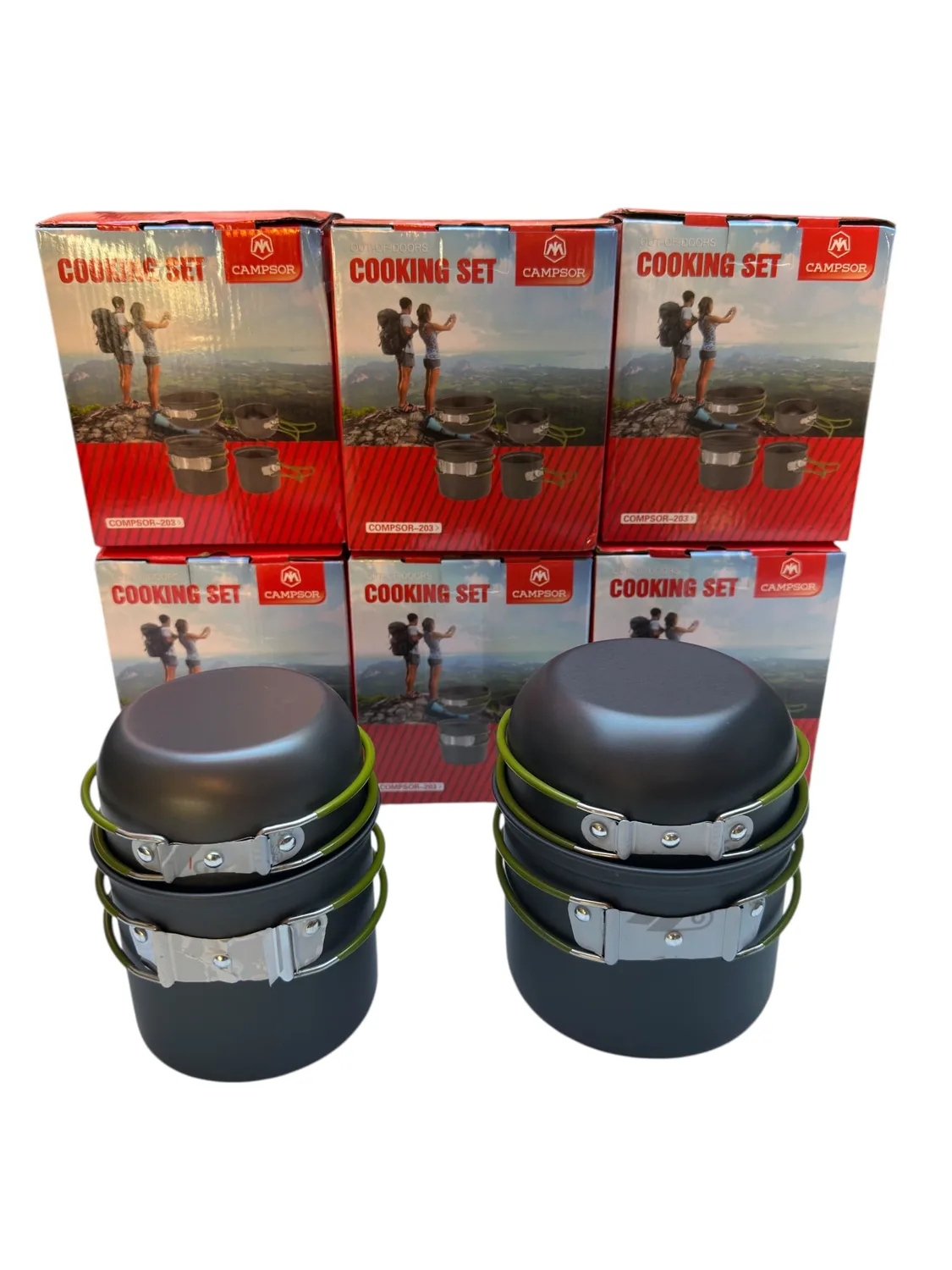 Set de Ollas Camping Multifuncional 4 en 1