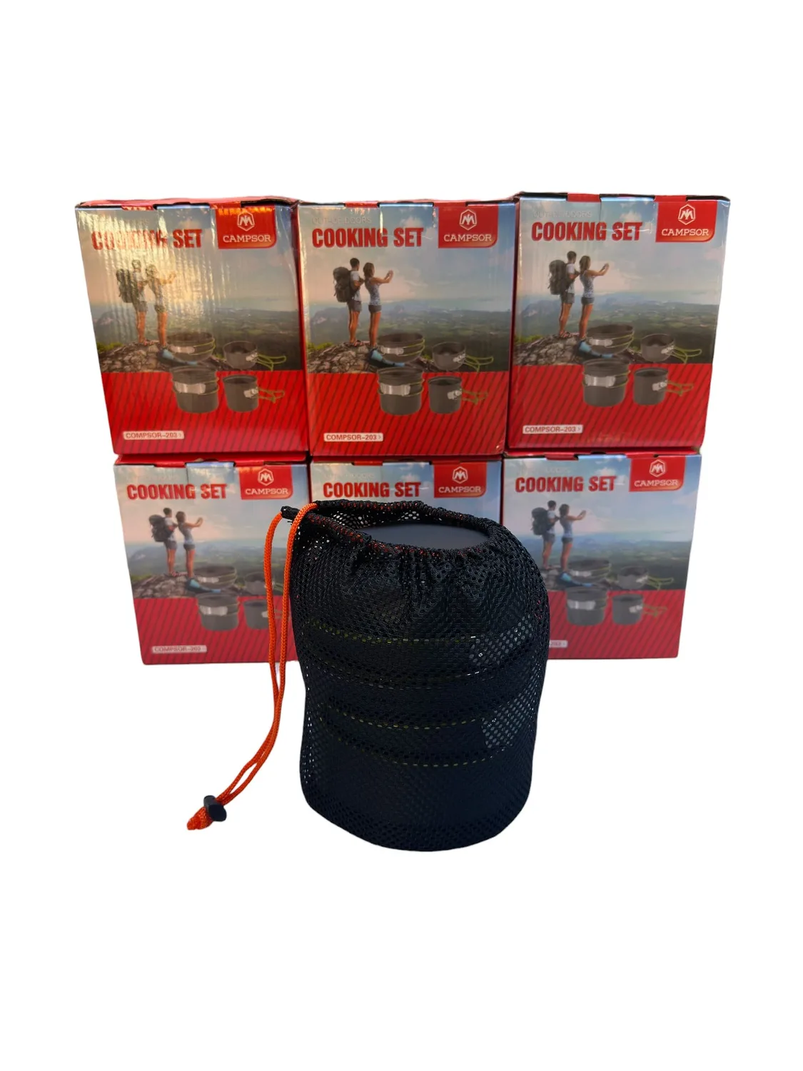 Set de Ollas Camping Multifuncional 4 en 1