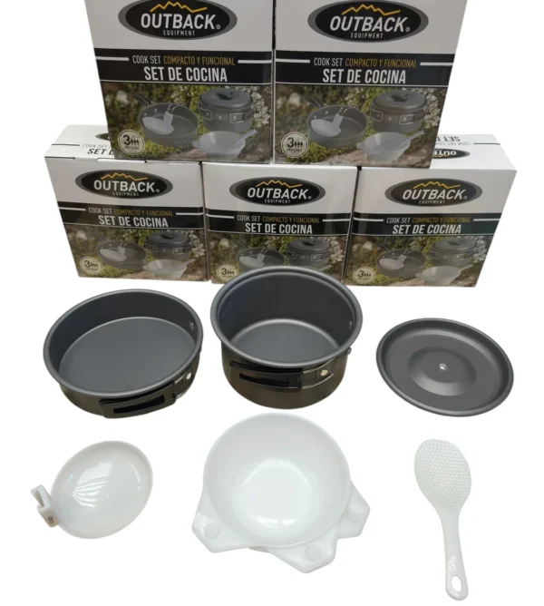 Set De Olla Y Sartén 2 Personas Para Camping Outback