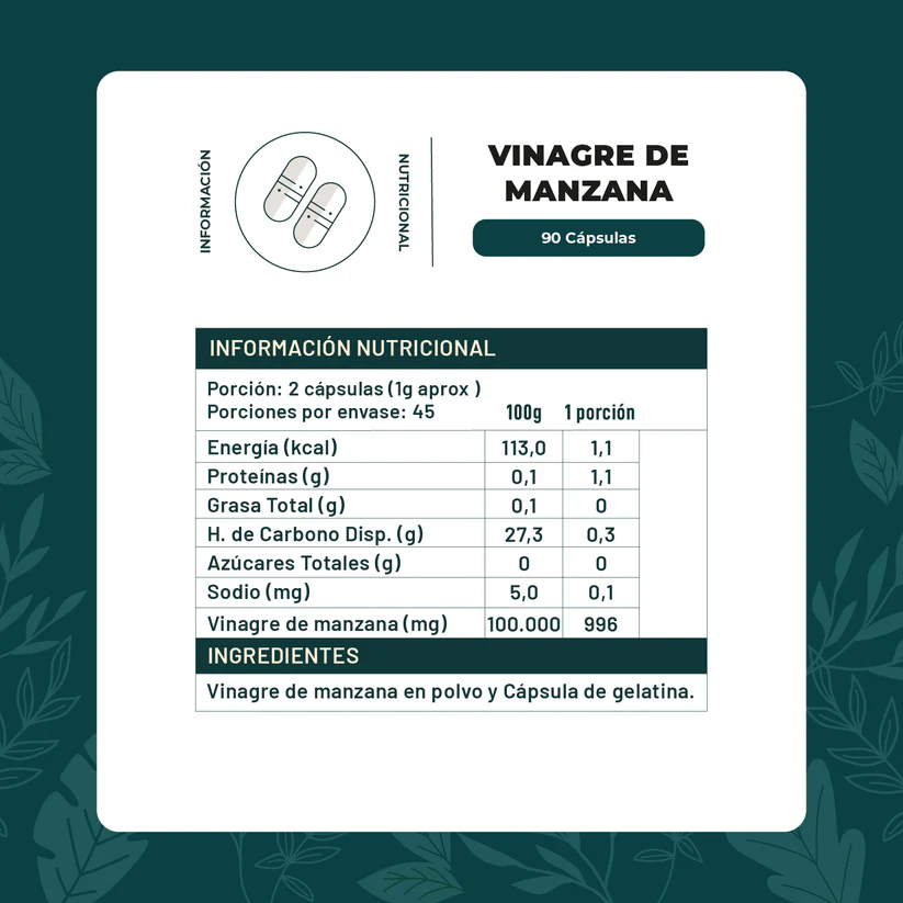 Vinagre de Manzana 90 Cápsulas 400mg Karun Life