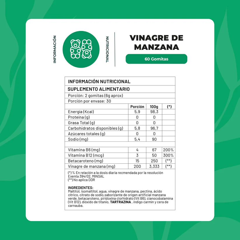 Detox Vinagre de Manzana + Vitaminas B6 y B12 Gomitas Karun Life