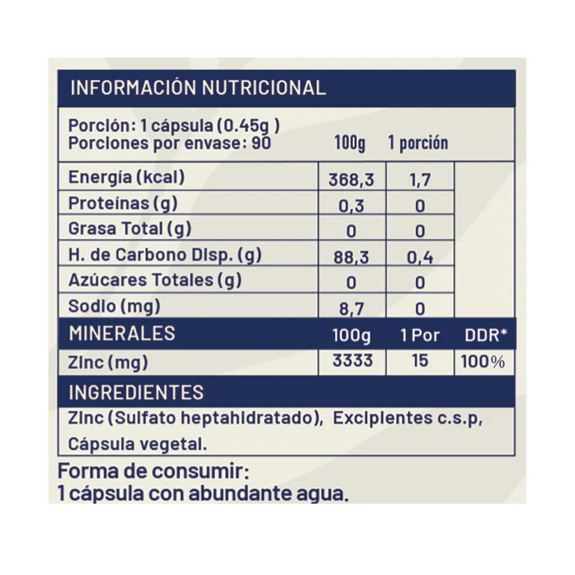 Zinc Karun Life 100% Natural 90 Cápsulas 15mg