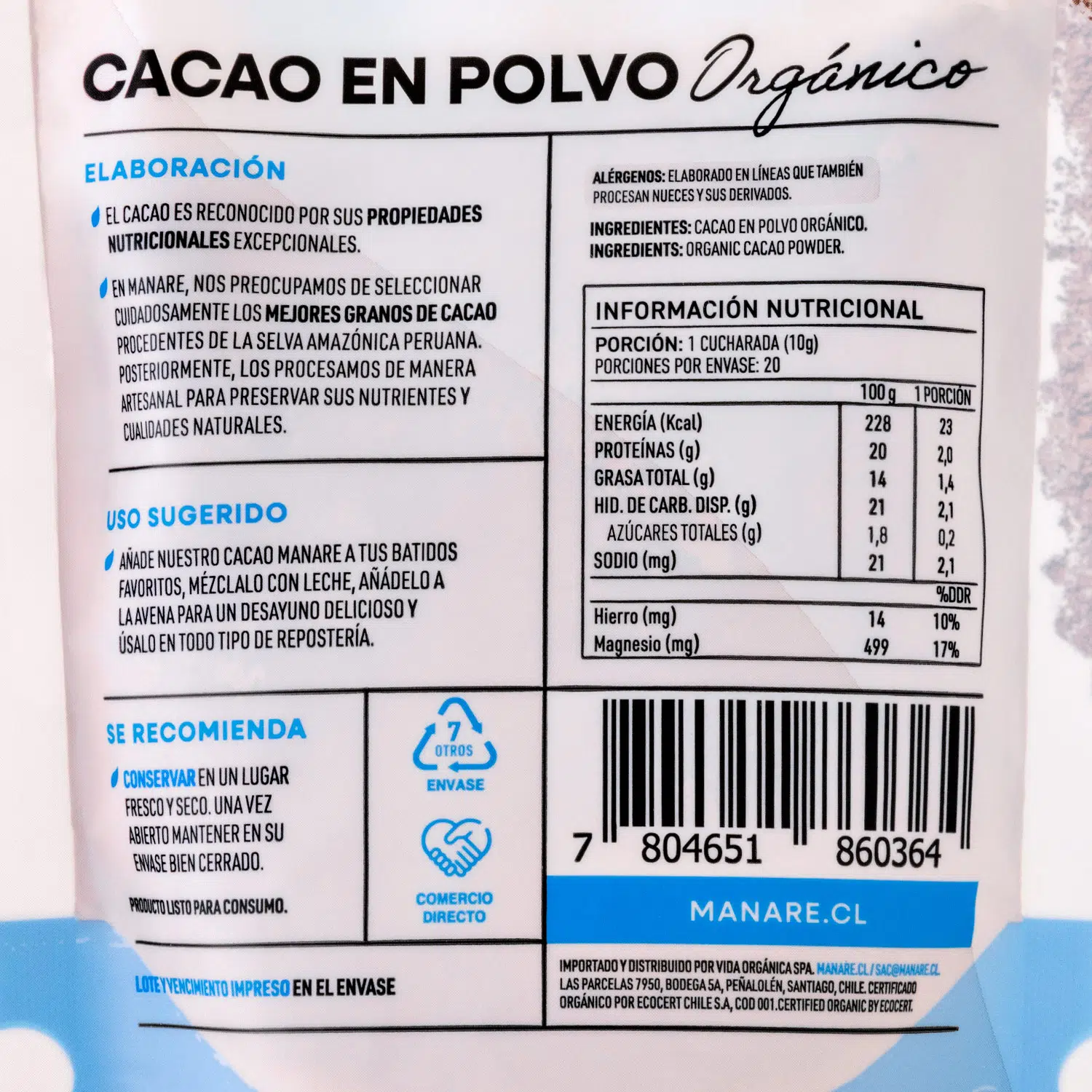 Cacao en polvo 200g Manare - Imagen 2